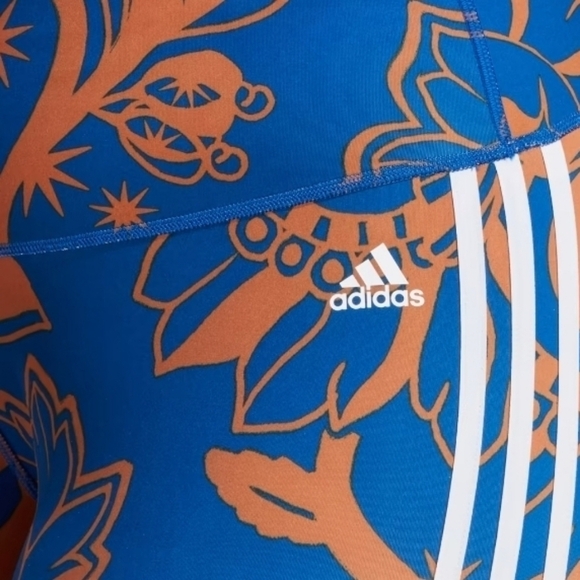 Adidas Farm Rio Leggins Yoga Work Out Capri White Blue Bronze NWT - Picture 5 of 6